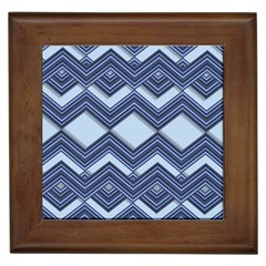 Textile Texture Fabric Zigzag Blue Framed Tiles