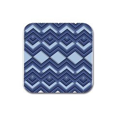 Textile Texture Fabric Zigzag Blue Rubber Square Coaster (4 pack) 