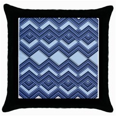 Textile Texture Fabric Zigzag Blue Throw Pillow Case (Black)