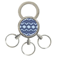 Textile Texture Fabric Zigzag Blue 3-Ring Key Chains