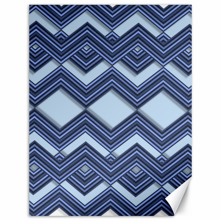 Textile Texture Fabric Zigzag Blue Canvas 12  x 16 