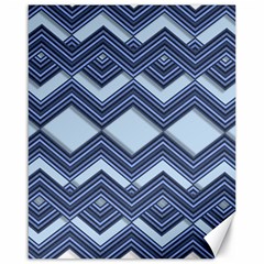 Textile Texture Fabric Zigzag Blue Canvas 16  x 20 