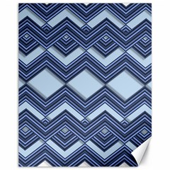 Textile Texture Fabric Zigzag Blue Canvas 11  x 14 