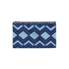 Textile Texture Fabric Zigzag Blue Cosmetic Bag (Small)