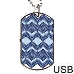 Textile Texture Fabric Zigzag Blue Dog Tag USB Flash (Two Sides) Front