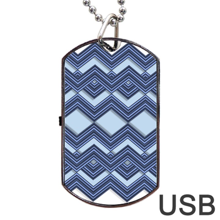 Textile Texture Fabric Zigzag Blue Dog Tag USB Flash (Two Sides)