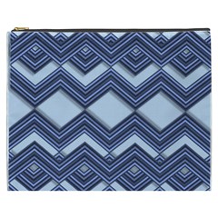 Textile Texture Fabric Zigzag Blue Cosmetic Bag (XXXL)