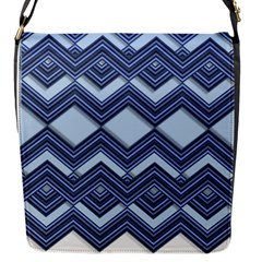 Textile Texture Fabric Zigzag Blue Flap Closure Messenger Bag (S)