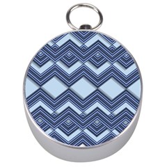 Textile Texture Fabric Zigzag Blue Silver Compasses