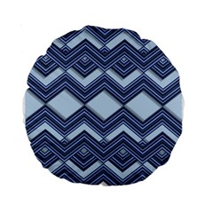 Textile Texture Fabric Zigzag Blue Standard 15  Premium Flano Round Cushions