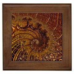 Copper Caramel Swirls Abstract Art Framed Tiles by Pakrebo