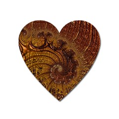 Copper Caramel Swirls Abstract Art Heart Magnet by Pakrebo