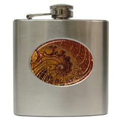 Copper Caramel Swirls Abstract Art Hip Flask (6 Oz) by Pakrebo