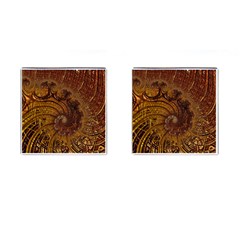 Copper Caramel Swirls Abstract Art Cufflinks (square) by Pakrebo