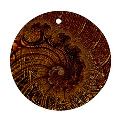 Copper Caramel Swirls Abstract Art Round Ornament (two Sides) by Pakrebo