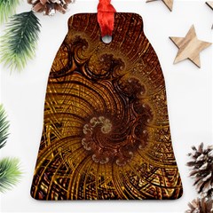 Copper Caramel Swirls Abstract Art Ornament (bell) by Pakrebo