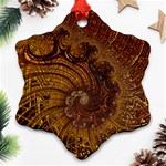 Copper Caramel Swirls Abstract Art Snowflake Ornament (Two Sides) Front