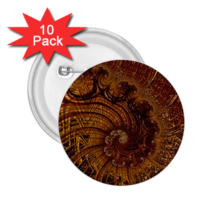 Copper Caramel Swirls Abstract Art 2.25  Buttons (10 pack) 