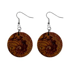 Copper Caramel Swirls Abstract Art Mini Button Earrings by Pakrebo