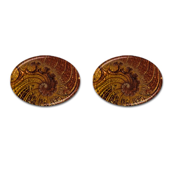 Copper Caramel Swirls Abstract Art Cufflinks (Oval)