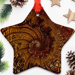 Copper Caramel Swirls Abstract Art Star Ornament (two Sides) by Pakrebo