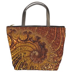 Copper Caramel Swirls Abstract Art Bucket Bag by Pakrebo