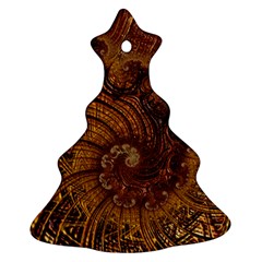 Copper Caramel Swirls Abstract Art Christmas Tree Ornament (two Sides) by Pakrebo