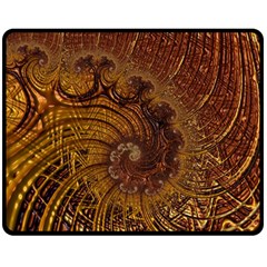 Copper Caramel Swirls Abstract Art Double Sided Fleece Blanket (medium)  by Pakrebo