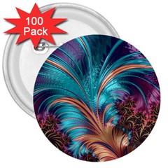 Feather Fractal Artistic Design 3  Buttons (100 Pack)  by Pakrebo