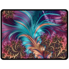 Feather Fractal Artistic Design Double Sided Fleece Blanket (large)  by Pakrebo