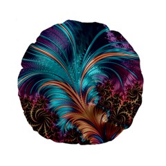 Feather Fractal Artistic Design Standard 15  Premium Flano Round Cushions by Pakrebo