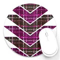 Fabric Tweed Purple Brown Pink Round Mousepads by Pakrebo