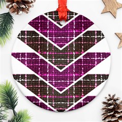 Fabric Tweed Purple Brown Pink Ornament (round) by Pakrebo