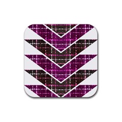 Fabric Tweed Purple Brown Pink Rubber Coaster (square)  by Pakrebo