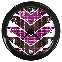 Fabric Tweed Purple Brown Pink Wall Clock (black) by Pakrebo