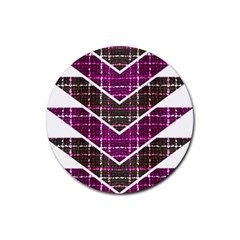 Fabric Tweed Purple Brown Pink Rubber Coaster (round)  by Pakrebo