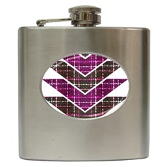 Fabric Tweed Purple Brown Pink Hip Flask (6 Oz) by Pakrebo