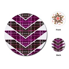 Fabric Tweed Purple Brown Pink Playing Cards (round) by Pakrebo