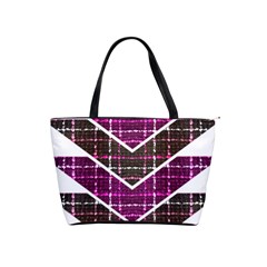 Fabric Tweed Purple Brown Pink Classic Shoulder Handbag by Pakrebo