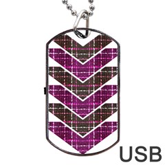 Fabric Tweed Purple Brown Pink Dog Tag Usb Flash (one Side) by Pakrebo