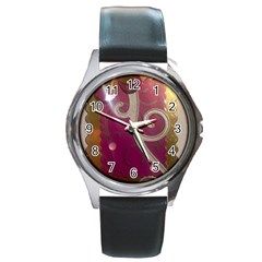 Purple Flower With Shine Round Metal Watch by DeneWestUK