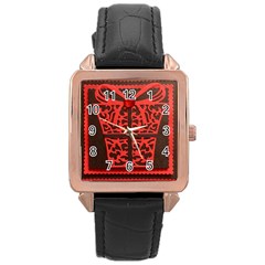 Red Present Rose Gold Leather Watch  by DeneWestUK