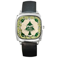 Oh Christmas Tree Square Metal Watch