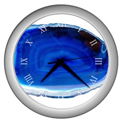 Agathe Blue Slice Geode Slice Wall Clock (silver) by genx