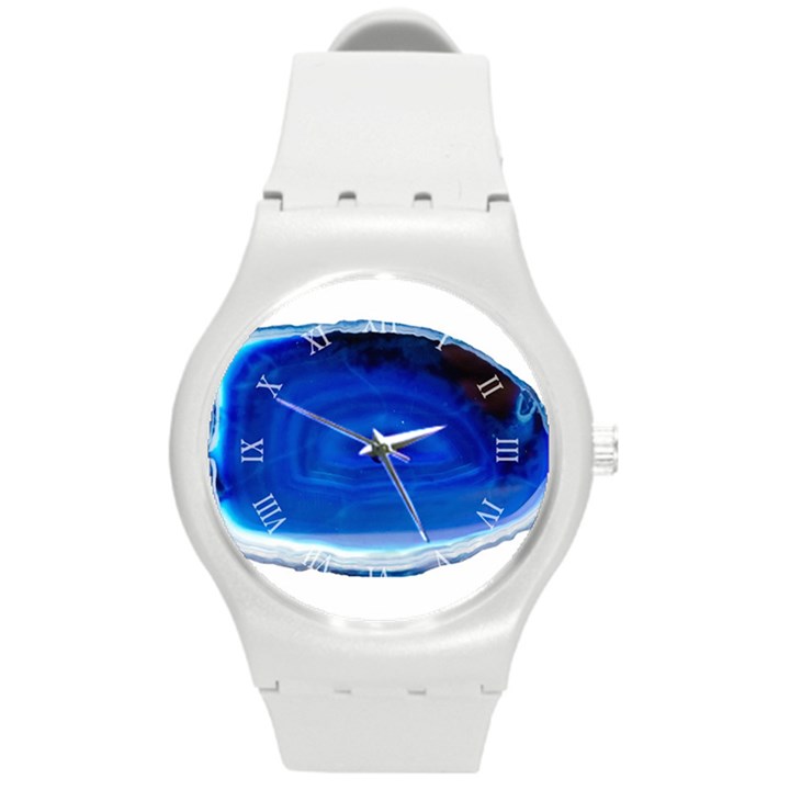 Agathe Blue Slice Geode Slice Round Plastic Sport Watch (M)