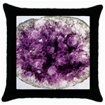 Amethyst purple violet Geode Slice Throw Pillow Case (Black) Front