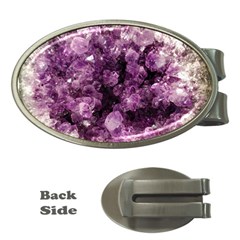 Amethyst Purple Violet Geode Slice Money Clips (oval)  by genx