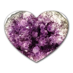 Amethyst Purple Violet Geode Slice Heart Mousepads by genx