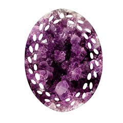 Amethyst Purple Violet Geode Slice Oval Filigree Ornament (two Sides) by genx