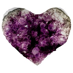 Amethyst Purple Violet Geode Slice Large 19  Premium Heart Shape Cushions by genx